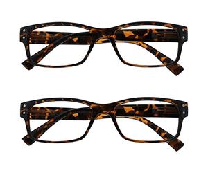 The Reading Glasses Company La Société Lunettes De Lecture Pack 2 Hommes Marron Écaille Grand Designer Style Lecteurs Charnières Ressort RR11-2 +1,50