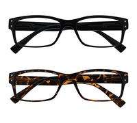 The Reading Glasses Company La Société Lunettes De Lecture Pack 2 Hommes Noir Marron Écaille Grand Designer Style Lecteurs Charnières Ressort RR11-12 +1,00