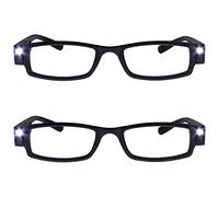 The Reading Glasses Company La Société Lunettes De Lecture Pack 2 Illuminé LED Nuit Lecteurs De Lumière Hommes Femmes Noir LL1-1 +1,00