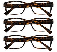 The Reading Glasses Company La Société Lunettes De Lecture Pack 3 Hommes Marron Écaille Grand Designer Style Lecteurs Charnières Ressort RRR11-2 +2,00