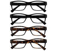 The Reading Glasses Company La Société Lunettes De Lecture Pack 4 Hommes Noir Marron Écaille Grand Designer Style Lecteurs Charnières Ressort RRRR11-1122 +2,00