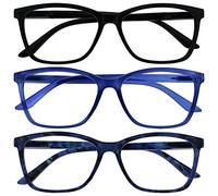The Reading Glasses Lunettes de Lecture Noir Bleu Lumineux Bleu Écaille Lecteurs Set de 3 Grand Hommes Charnières Ressort RRR51-133T +2,50