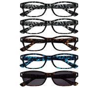The Reading Glasses Lunettes de Lecture Noir Milky Brun Bleu avec Lecteur Soleil Valeur Set de 5 Hommes Femmes RRRRS10-11232 +1,00