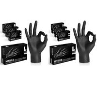 The Real Touch K-MART Gants jetables multi-usages en nitrile noir, non poudrés gant nitrile extra résistants - Boîte de 100 (noir, Large) (Lot de 2)