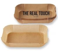 The Real Touch Lot de 100 doublures rectangulaires de 14 cm pour friteuse à air, papier sulfurisé jetable, antiadhésif et résistant à la graisse, compatible avec les friteuses à air Cosori, Ninja