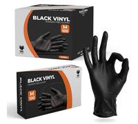 The Real Touch Lot de 1000 gants jetables, sans latex, sans poudre, de qualité alimentaire, ajustement confortable, gants polyvalents en vinyle noir pour la manipulation des aliments, le nettoyage et