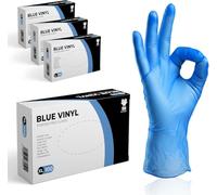 The Real Touch Lot de 1000 gants jetables XL en vinyle bleus non poudrés et sans latex Gants jetables en vinyle pour la manipulation des aliments, le nettoyage et la
