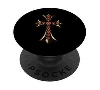 The Red Heart Pave Gold Cross PopSockets PopGrip Adhésif