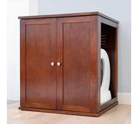 THE REFINED FELINE Armoire à litière autonettoyante raffinée en bois pour chat - Pour bac à litière automatique, acajou, moderne.
