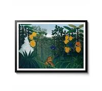 The Repast of the Lion par Henri Rousseau, impression de style primitivisme naïf, décoration murale, animal de la forêt tropicale, poster cadeau, archivage mat, A4 (encadré) - 29,7 x 21 cm