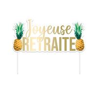 THE REPLICANT Accessoire de Fête/Top Gâteau Joyeuse Retraite - Motifs Tropicaux/Dimension : 17 x13 cm