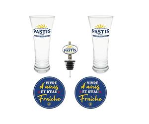 THE REPLICANT Coffret Prestige Pastis Club/Contenu : 2 Verres, 2 Dessous de Verre et 1 Bec Verseur