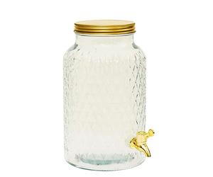 THE REPLICANT Distributeur de Boisson/Fontaine de 6L en Verre Design Diamant avec Couvercle et Robinet Verseur