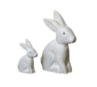 THE REPLICANT Duo de Figurines Lapins en Résine Aspect Vieilli/Set de 2 Statuettes Décoratives 18cm et 9.5cm / Déco Intérieure Style Campagne, Rustique et Pâques/Gris Patiné