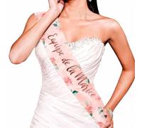 THE REPLICANT Écharpe Équipe de la Mariée EVJF - Accessoire de Fête Floral Rose Poudré - Écharpe Satinée Demoiselle d'honneur et Témoin - 100 x 13 cm - Thème Mariage Bohème et Chic