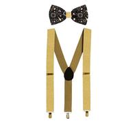 THE REPLICANT Fêtes et Evènements/Lot Noeud Papillon+Bretelles festives/Couleurs : Noir et Doré