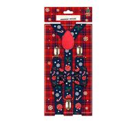 THE REPLICANT Fêtes et Evènements/Lot Noeud Papillon+Bretelles motif Noël / 6 modèles Différents (bleu/rouge)