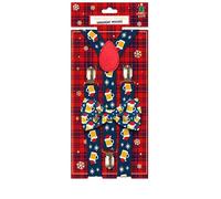 THE REPLICANT Fêtes et Evènements/Lot Noeud Papillon+Bretelles motif Noël / 6 modèles Différents (bleu/jaune)