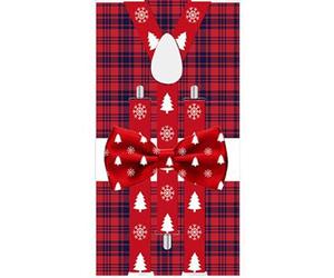 THE REPLICANT Fêtes et Evènements/Lot Noeud Papillon+Bretelles motif Noël / 6 modèles Différents (rouge/blanc)