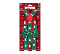 THE REPLICANT Fêtes et Evènements/Lot Noeud Papillon+Bretelles motif Noël / 6 modèles Différents (vert/rouge)