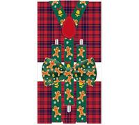 THE REPLICANT Fêtes et Evènements/Lot Noeud Papillon+Bretelles motif Noël / 6 modèles Différents (vert/brun)