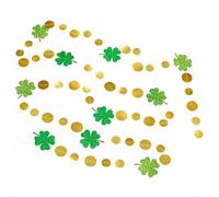 THE REPLICANT Guirlande Saint Patrick 2 Mètres/Suspension Trèfles Verts Pailletés et Disques Dorés