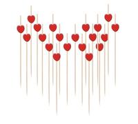 THE REPLICANT Lot de 20 Pics en Bois décor cœur / 12 cm