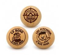THE REPLICANT Lot de 3 Cochonnets de Pétanque en Bois Poli avec Message