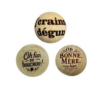 THE REPLICANT Lot de 3 Cochonnets de Pétanque en Bois Poli avec Message (Je Viens du sud)