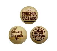 THE REPLICANT Lot de 3 Cochonnets de Pétanque en Bois Poli avec Message (P’tit Bouchon)