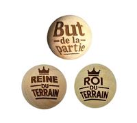 THE REPLICANT Lot de 3 Cochonnets de Pétanque en Bois Poli avec Message (Roi de l'arène)