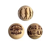 THE REPLICANT Lot de 3 Cochonnets de Pétanque en Bois Poli avec Message (triplette 6)