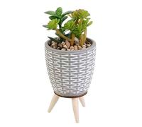 THE REPLICANT Objet de Décoration/Plante Artificielle Pot en Ciment sur Pied en Bois (modèle 1)