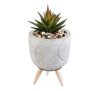 THE REPLICANT Objet de Décoration/Plante Artificielle Pot en Ciment sur Pied en Bois (modéle 2)