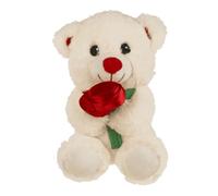 THE REPLICANT Ours en Peluche avec Rose / 18 cm (Blanc)