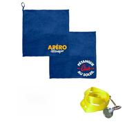 THE REPLICANT Pack Accessoires Pétanque/Ramasse-Boule Aimanté (50cm) + 2 Chiffonnettes Microfibre + 3 Buts en Bois (Cochonnets) / Idéal Entretien et Jeu de Boules (Jaune)