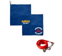 THE REPLICANT Pack Accessoires Pétanque/Ramasse-Boule Aimanté (50cm) + 2 Chiffonnettes Microfibre + 3 Buts en Bois (Cochonnets) / Idéal Entretien et Jeu de Boules (Rouge)