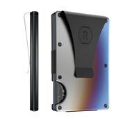 The Ridge Minimalist Slim Wallet for Men - Porte-Cartes de crédit avec Poche Frontale à Blocage RFID - Petits Portefeuilles pour Hommes en Aluminium et métal avec Sangle pour Billets (Titane brûlé)