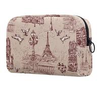 The River Seine Notre Dame Trousse à cosmétiques pour femme, trousse de toilette de voyage, grande trousse de maquillage pratique avec fermeture éclair, multicolore, 18.5x7.5x13cm/7.3x3x5.1in, Trousse