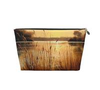 The River Trousse de maquillage en cuir pour femme Grande trousse de maquillage avec fermeture éclair, Argenté., Taille unique