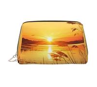The River Trousse de maquillage en cuir synthétique étanche de grande capacité avec fermeture éclair pour femme, doré, One Size