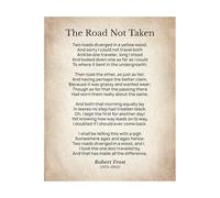 The Road Not Taken by Robert Frost - Typography Art Print, Inspirational Poem Poster for Home Office(Framed,08x12inch(20x30cm))