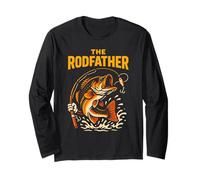 The Rod Father Funny Homme Vintage Big Mouth Bass Fishing Manche Longue