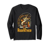 The Rod Father Funny Homme Vintage Big Mouth Bass Fishing Manche Longue