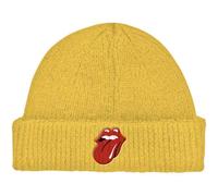 The Rolling Stones Bonnet Beanie 72 Tongue Band Logo Nue Officiel Jaune Roll Up Taille Unique