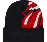 The Rolling Stones Bonnet d'hiver en Tricot avec Logo Jacquard lèvres et Poignets Noir Taille Unique, Noir, Taille Unique