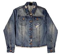 The Rolling Stones Denim Veste Script Band Logo Nouveau Officiel Femme Light