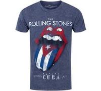 The Rolling Stones T-Shirt Havana Cuba Denim Burn out Homme Bleu - Taille L Bleu G
