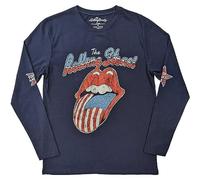 Rock Off officially licensed products The Rolling Stones T Shirt Us Tour 78 Nouveau Officiel Unisex Navy Bleu Long Size S