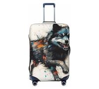 The Running Dog Housse de protection élastique pour valise de voyage Motif imprimé anti-rayures, Noir , S